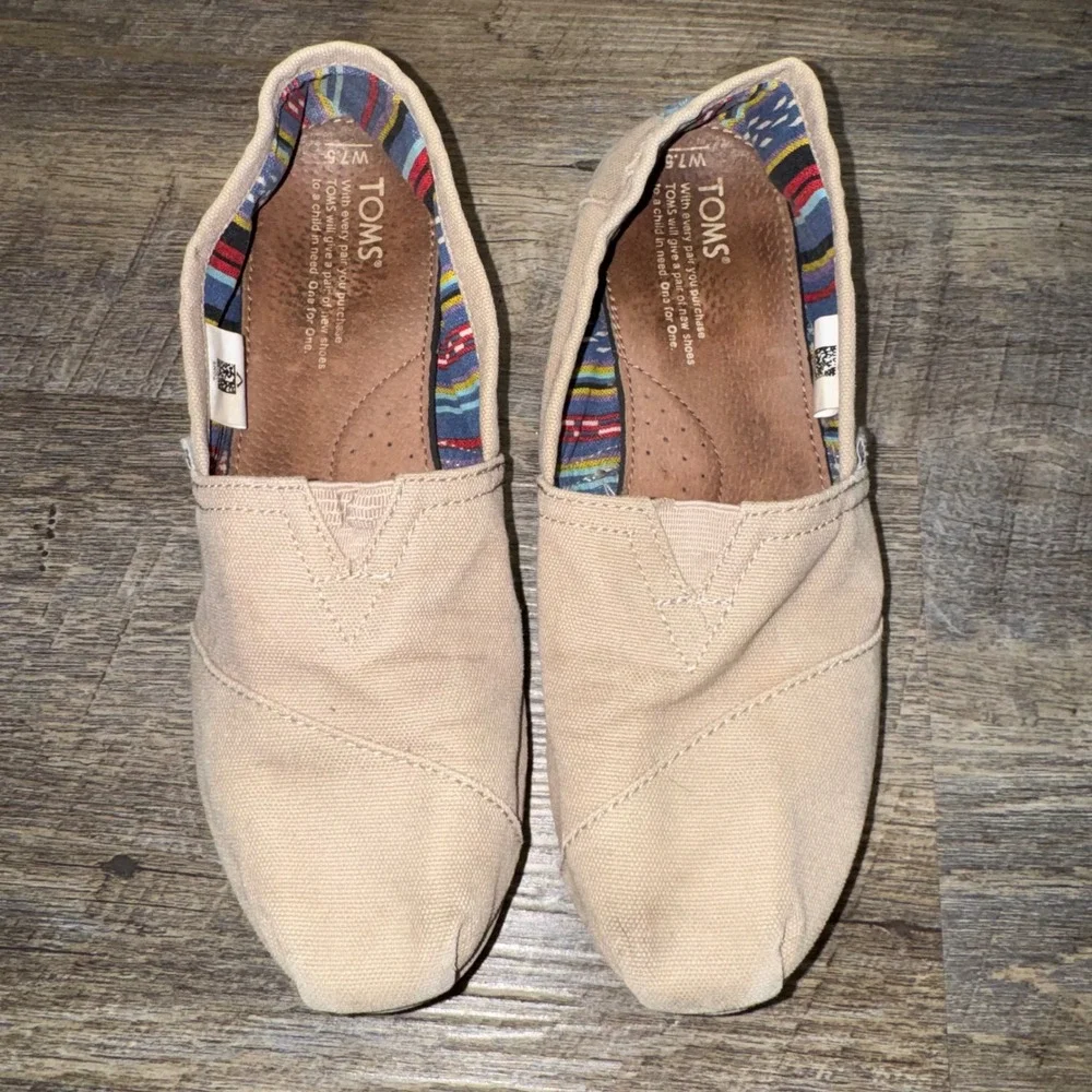 TOMS Womens Alpargata Canvas Slip On Flats Beige Natural Size 7.5